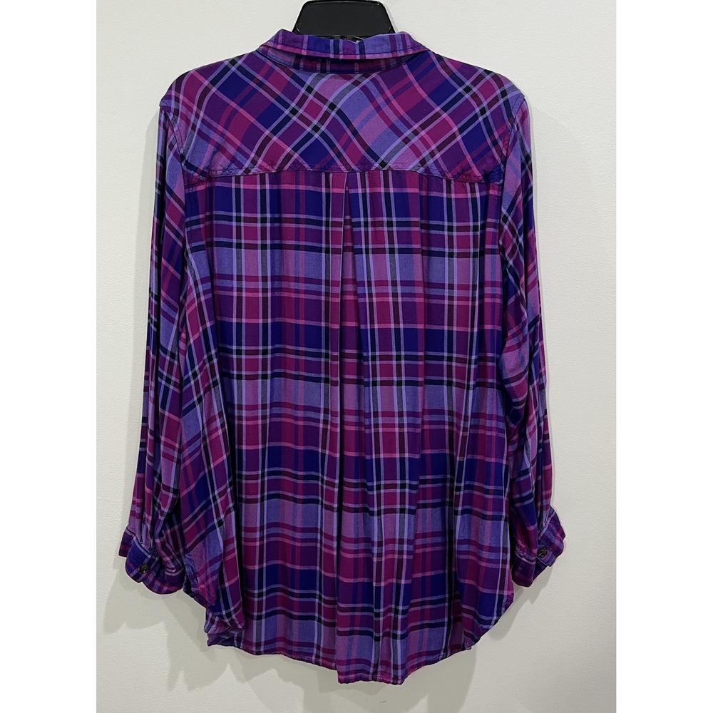 Terra & Sky Long SLeeve Button Up Plus Size 2X (20W-22W) Purple Pink - Picture 8 of 8